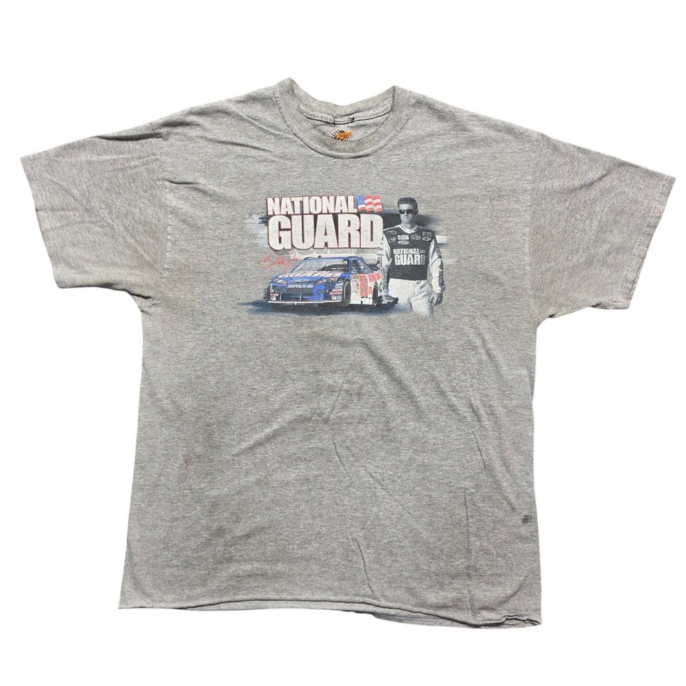 Y2K Distressed Gorpcore Tee Mens XL Grey Dale Earnhardt Jr National Guard NASCAR